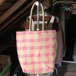 Huge adorable rattan beach bag with magnet enclosure / oversized tote
